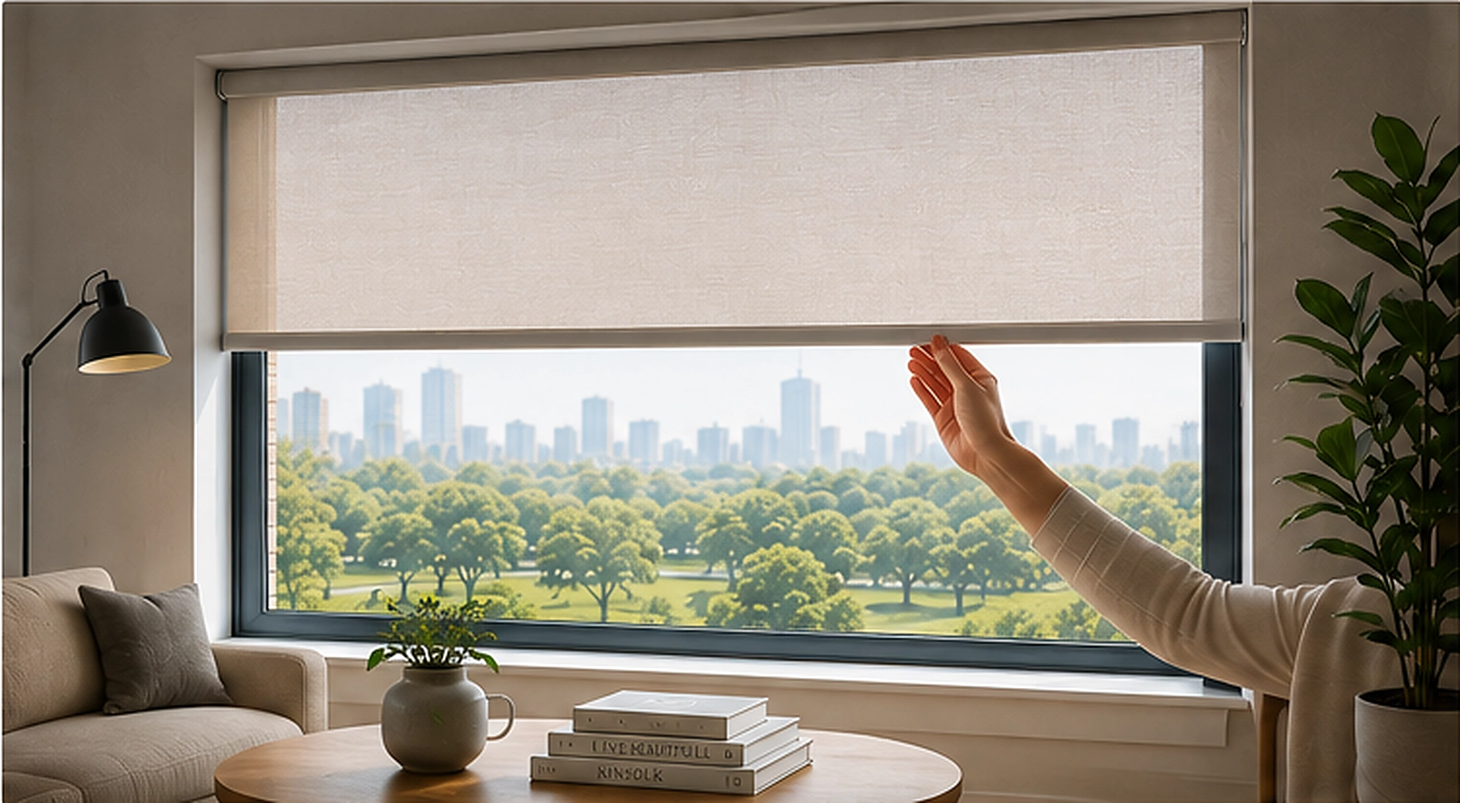 Cordless roller shade holding at a mid-window free-stop position